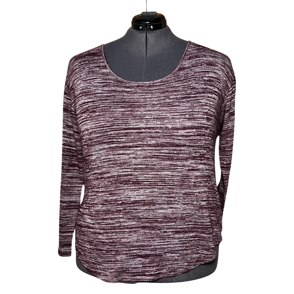 Torrid Purple Marled Stripe Knit 3/4 Sleeve Top (Size 0)